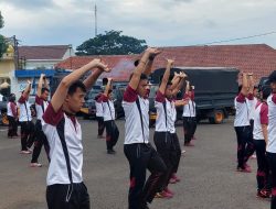 Jaga Imunitas Personil Polres Pandeglang Gelar Senam Aerobik